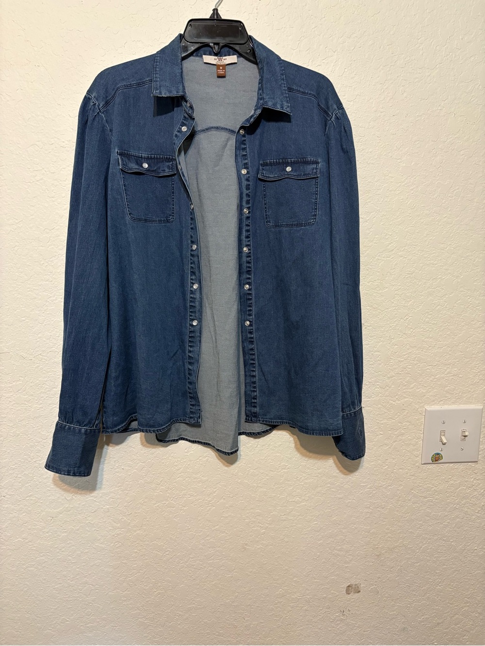King Ranch Dark Blue Denim Pearl snap Button-Down Western Shirt